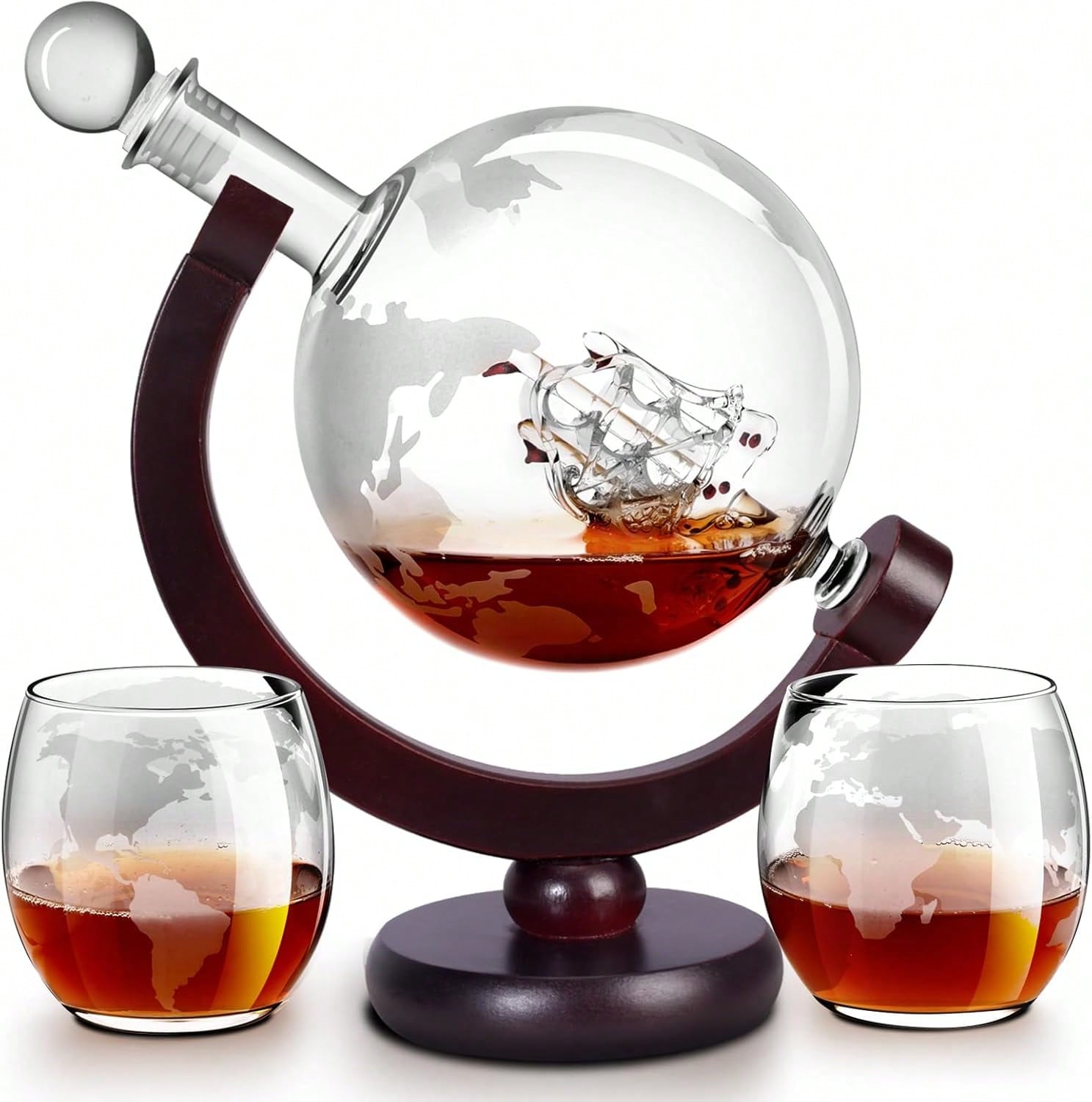 Decanter Globe Set - Juego de Decantador de Whisky con
