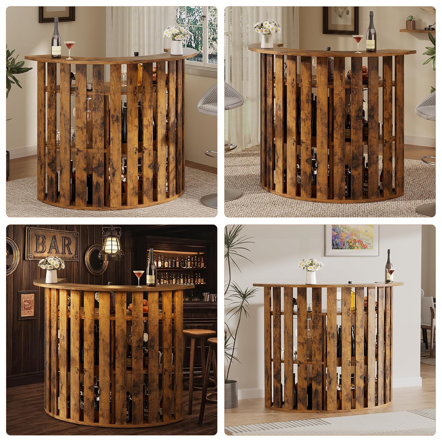 Mueble Bar Rústico de Madera,  - Home Bar And Fridge reseña y precio